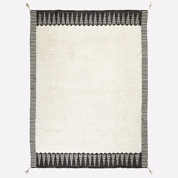 Ikat Border Shag Rug, Ivory, 8'x10' - Image 0