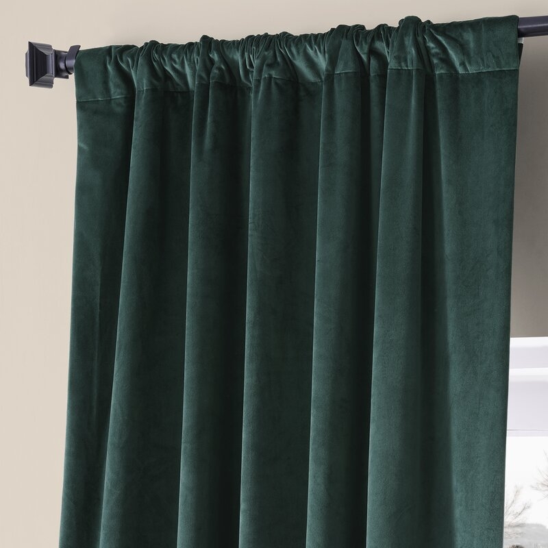 Niemeyer Velvet Solid Max Blackout Thermal Rod Pocket Single Curtain Panel - Image 1