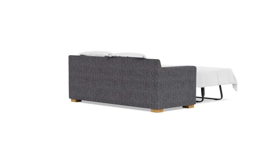 Custom Sloan Sleeper Sofa in Performance Textured Weave Pepper with Natural Oak Block Legs - Image 7
