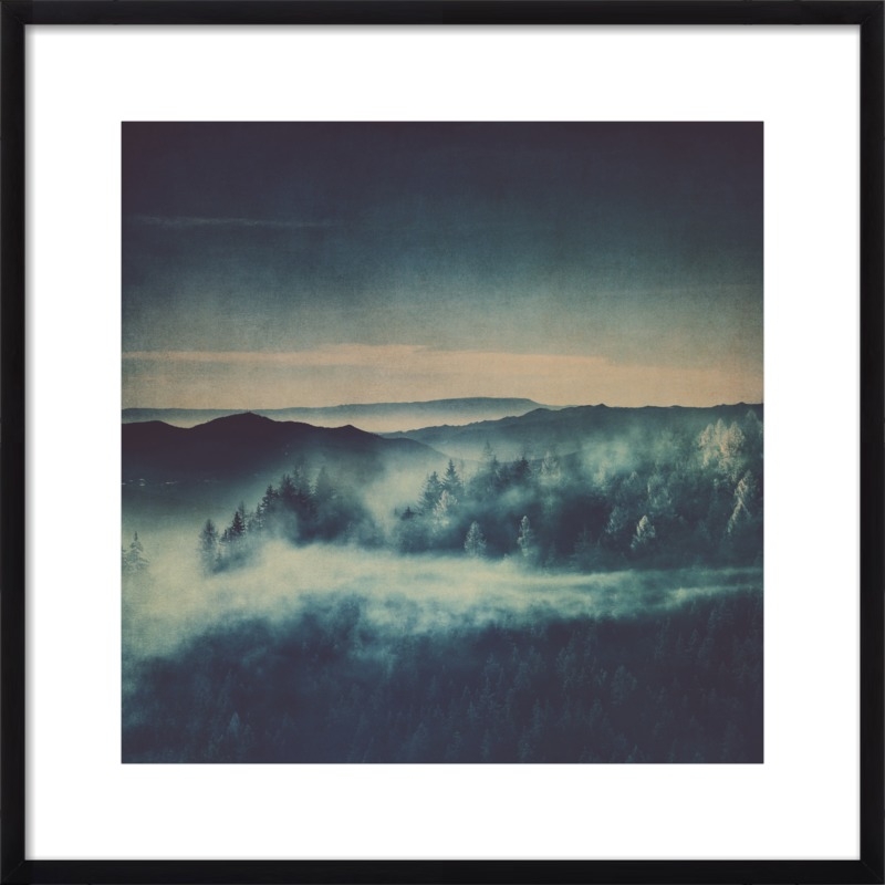 misty morning blues - 24 x 24 - Contemporary - Black Wood, frame width 0.75", depth 1.25" - With Matte - Image 0