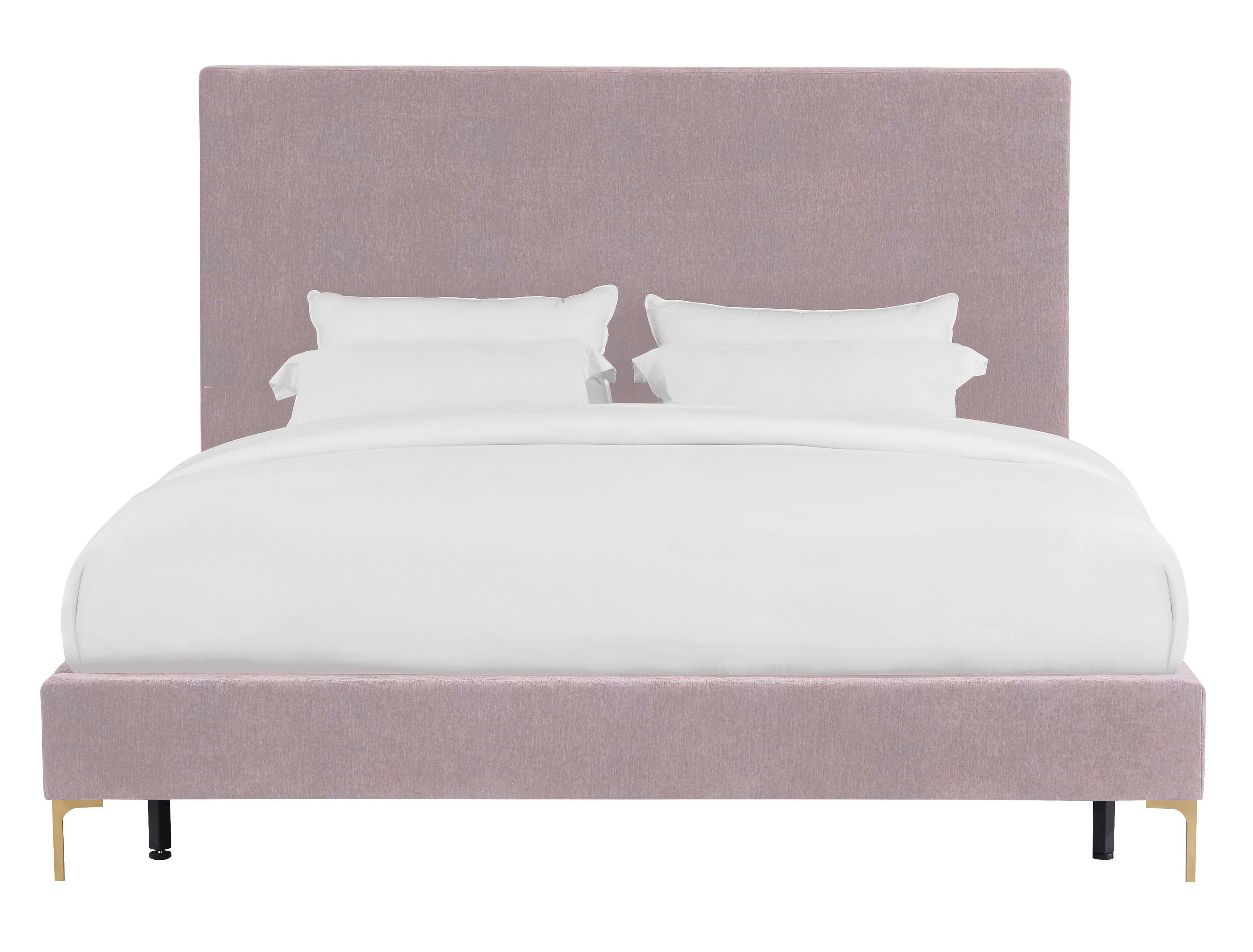 Delilah Blush Textured Velvet Bed in Queen - Image 1