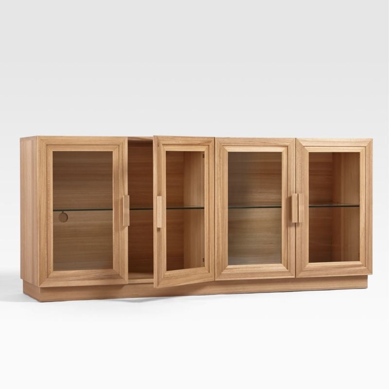 Calypso Natural Wood 72" Media Console with Glass Doors - Image 2