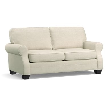 SoMa Fremont Roll Arm Upholstered Sofa 74", Polyester Wrapped Cushions, Basketweave Slub Oatmeal - Image 1