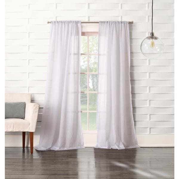 Solid Rod Pocket Sheer Curtain, White, 50" x 84" - Image 1