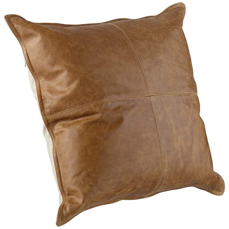 Leather 22" Square Throw Pillow - Image 1