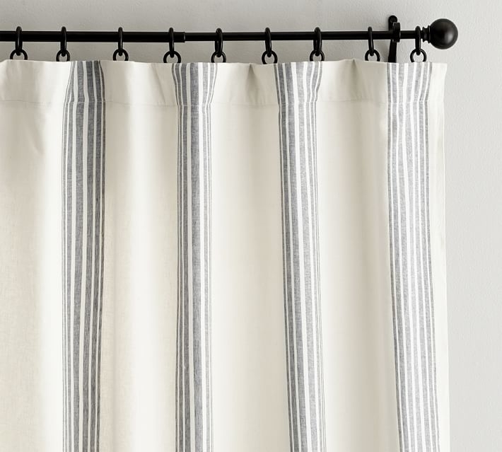 Riviera Striped Linen/Cotton Rod Pocket Blackout Curtain - Image 1