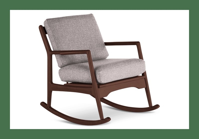 Gray Collins Mid Century Modern Rocking Chair - Sunbrella Premier Wisteria - Walnut - Image 0