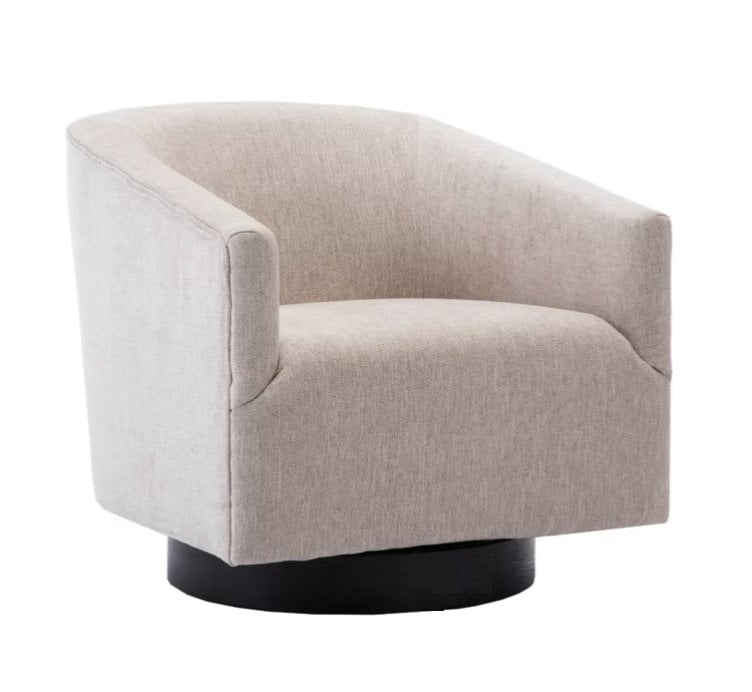 Foundstone Kylie Swivel Barrel Chair in Oatmeal - Image 0
