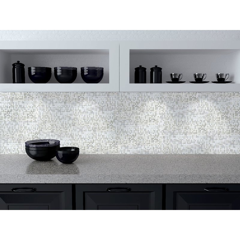 Galaxy Abolos 0.31" x 0.31" White Glass Handmade Backsplash Bathroom Mosaic Wall & Floor Tile- ($11.89/sq ft) - Image 1