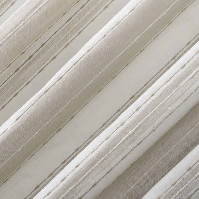 Senita Slub Texture Cotton Striped Sheer Rod Pocket Single Curtain Panel - 96" - Image 1