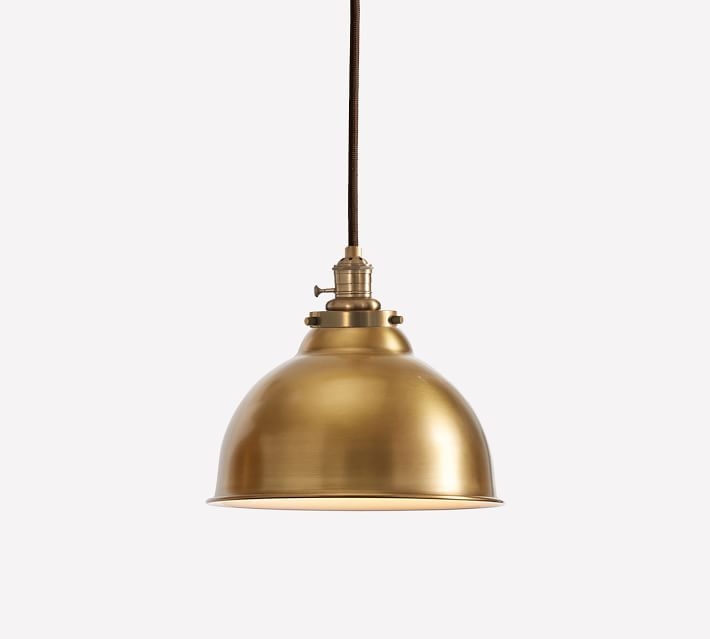 Metal Bell Brass Pendant with Brass Cord, Small - Image 0