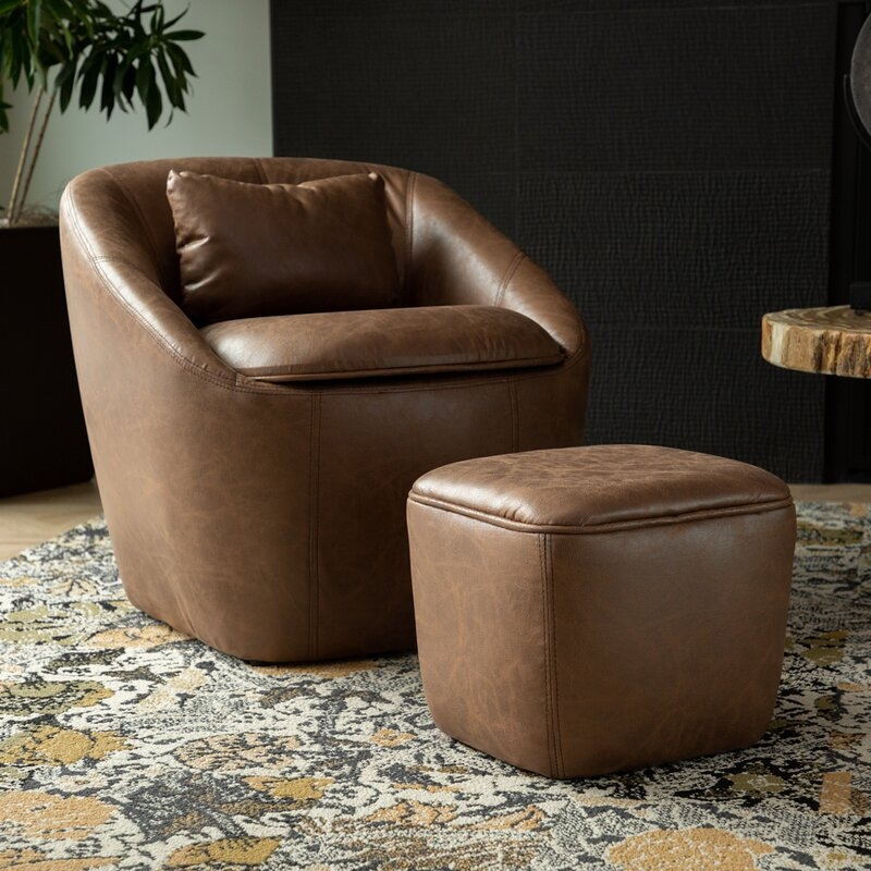 Raguel Barrel Chair and Ottoman - Image 1