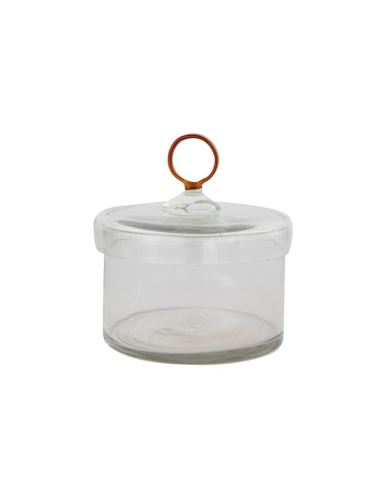 AMBER GLASS HANDLE JAR - Image 0