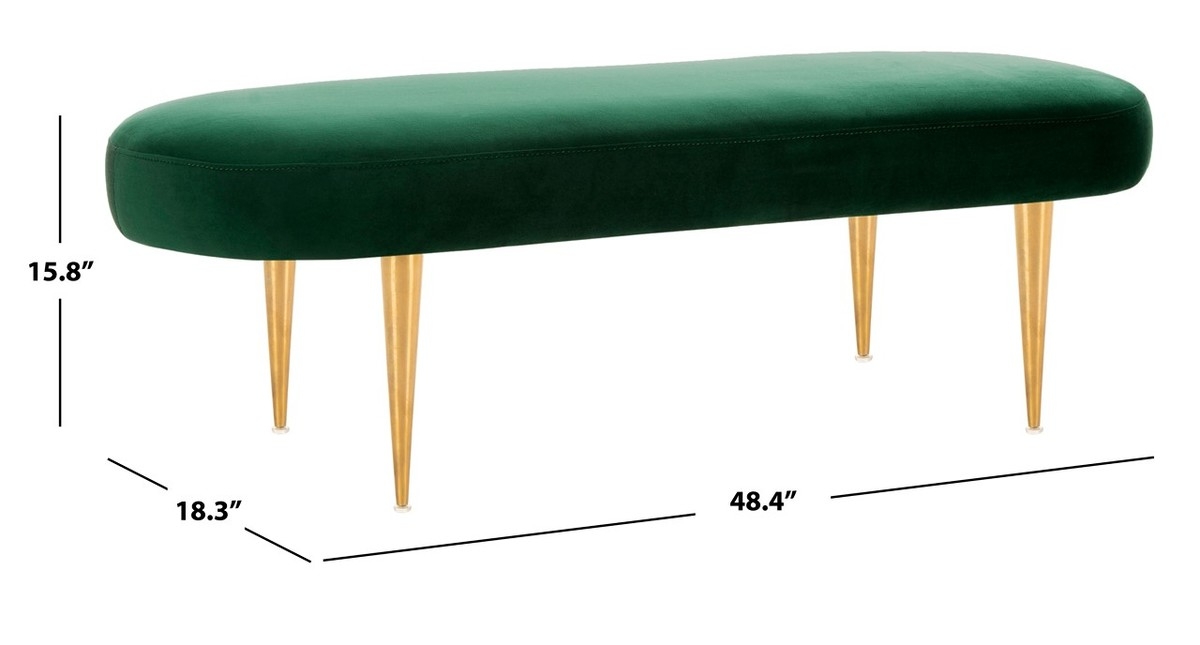 Corinne Velvet Oval Bench - Emerald - Arlo Home - Image 2