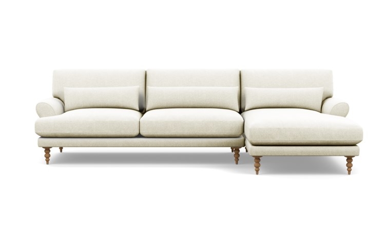 MAXWELL Sectional Sofa with Right Chaise in Vanilla Static Weave, Natural Oak Tapered Turned Leg - Image 0