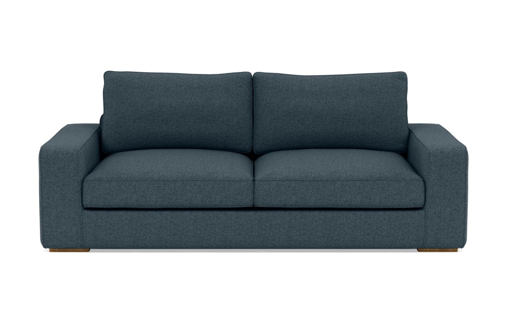 Ainsley Sofa with Blue Indigo Fabric, down alt. cushions, and Natural Oak legs - Image 0