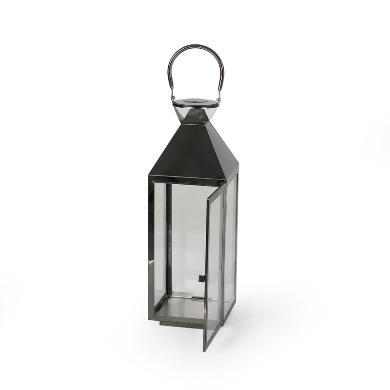 Jessica Modern Stainless Steel Outdoor Lantern - Image 0