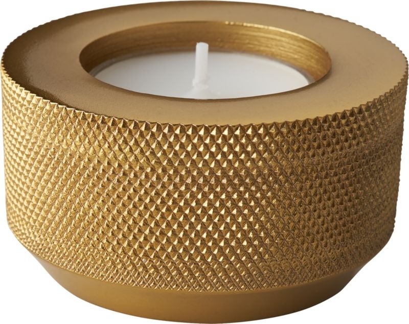 Knurled Gold Tea Light Candle Holder - Image 4