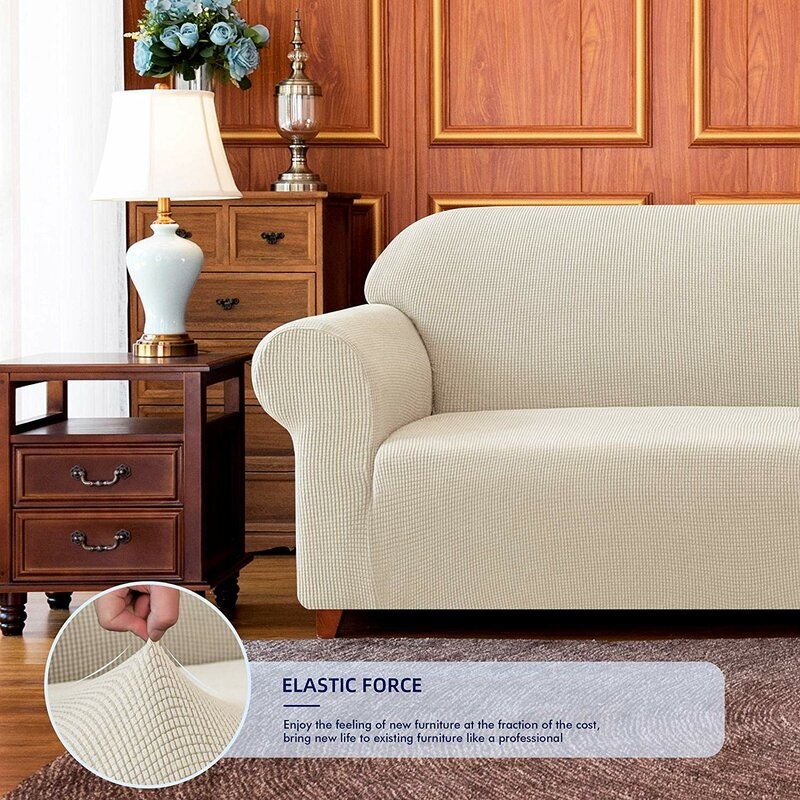 Jacquard Spandex Stretch Box Cushion Loveseat Slipcover - Image 3