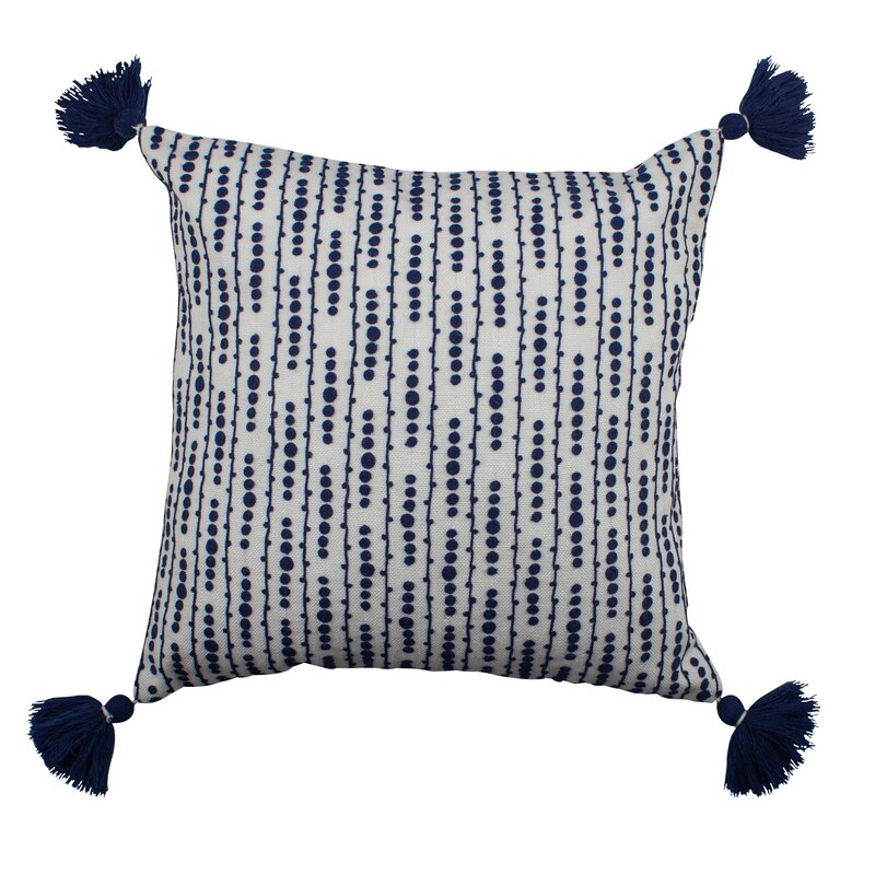 Malta Outdoor Pillow, 17" Sq. With Tassels - Image 0