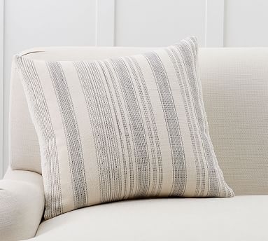 Hawthorn Stripe Sherpa Back Pillow Cover, 22", Charcoal - Image 0