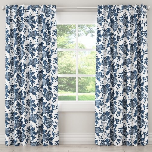 Cherina 100% Cotton Floral Single Curtain Panel - Image 0