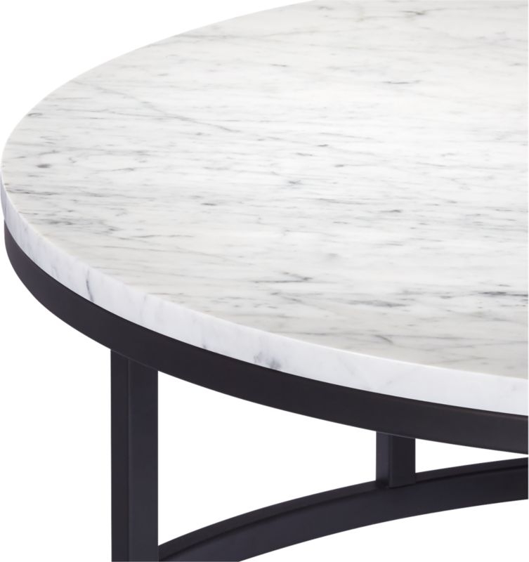 Smart Black Coffee Table with White Marble Top - Image 3
