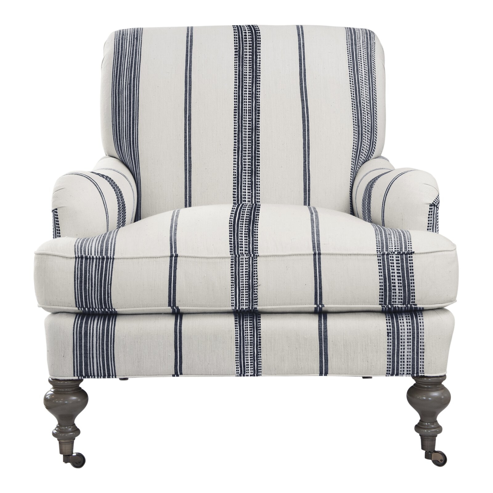 Imagine Home Chatsworth 33" W Cotton Armchair Fabric: Natural/Navy Stripe - Image 1