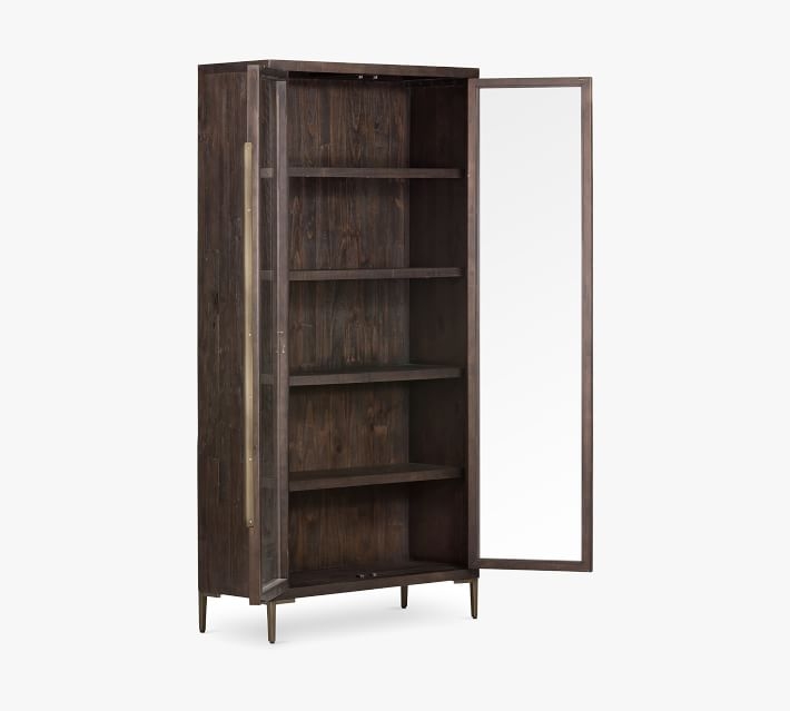 Braden Reclaimed Wood Display Cabinet, Natural Oak/Satin Brass, 42.5"L x 84"H - Image 4