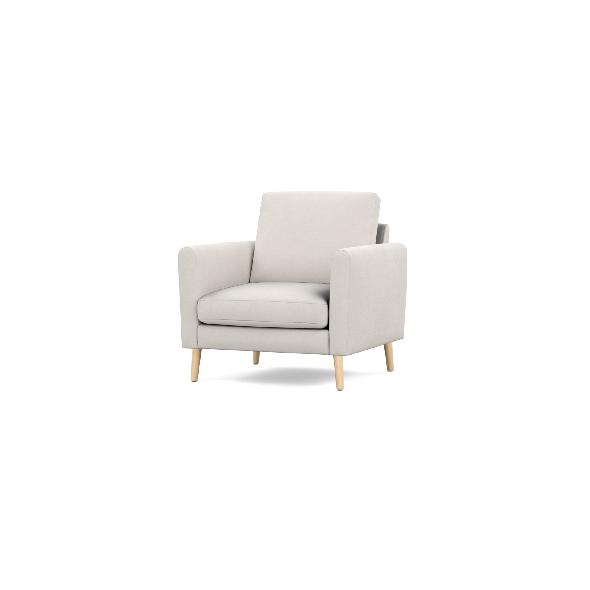 Burrow Ivory White Armchair, High Arms, Light Wood Legs | Nomad Collection - Image 0