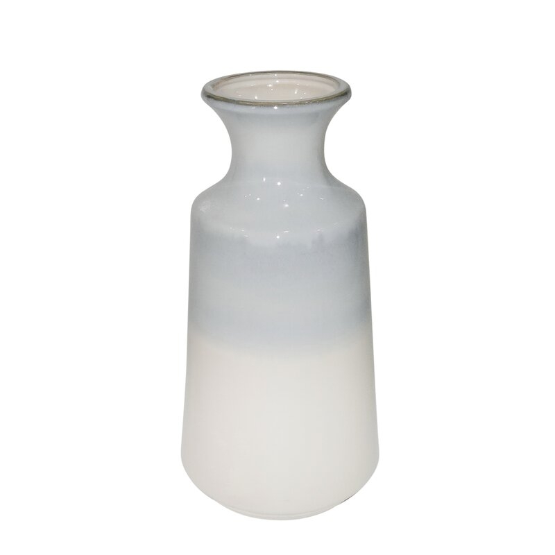Albertville Ceramic 12.25" Vase, Blue/White - Image 0