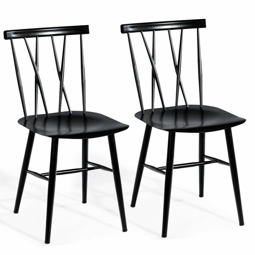 Encinal Set of 2 Dining Side Chairs Tolix Chairs Armless Cross Back Kitchen Bistro Cafe - Image 2