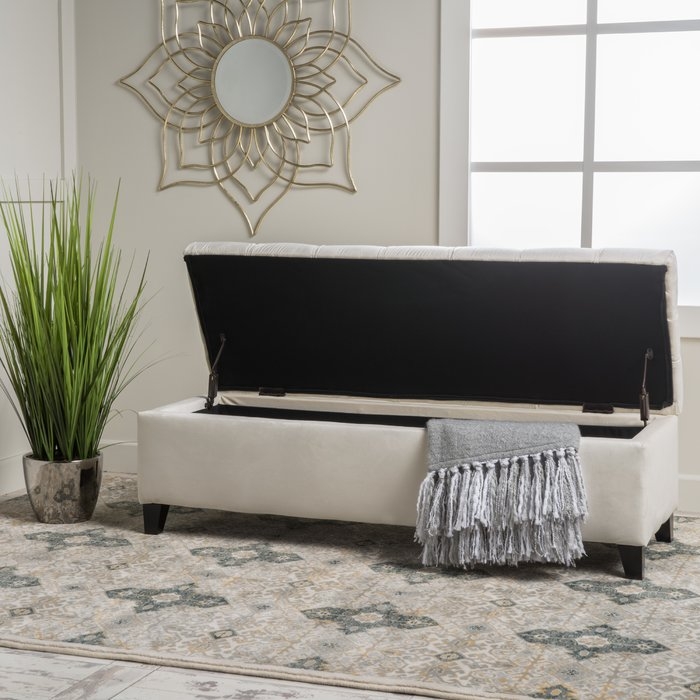 Amalfi Upholstered Storage Bench, Ivory - Image 1