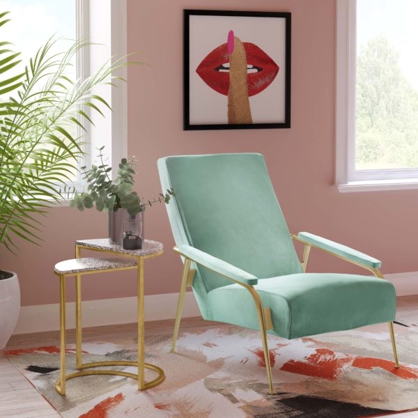 Abrielle Mint Green Velvet Chair - Image 4