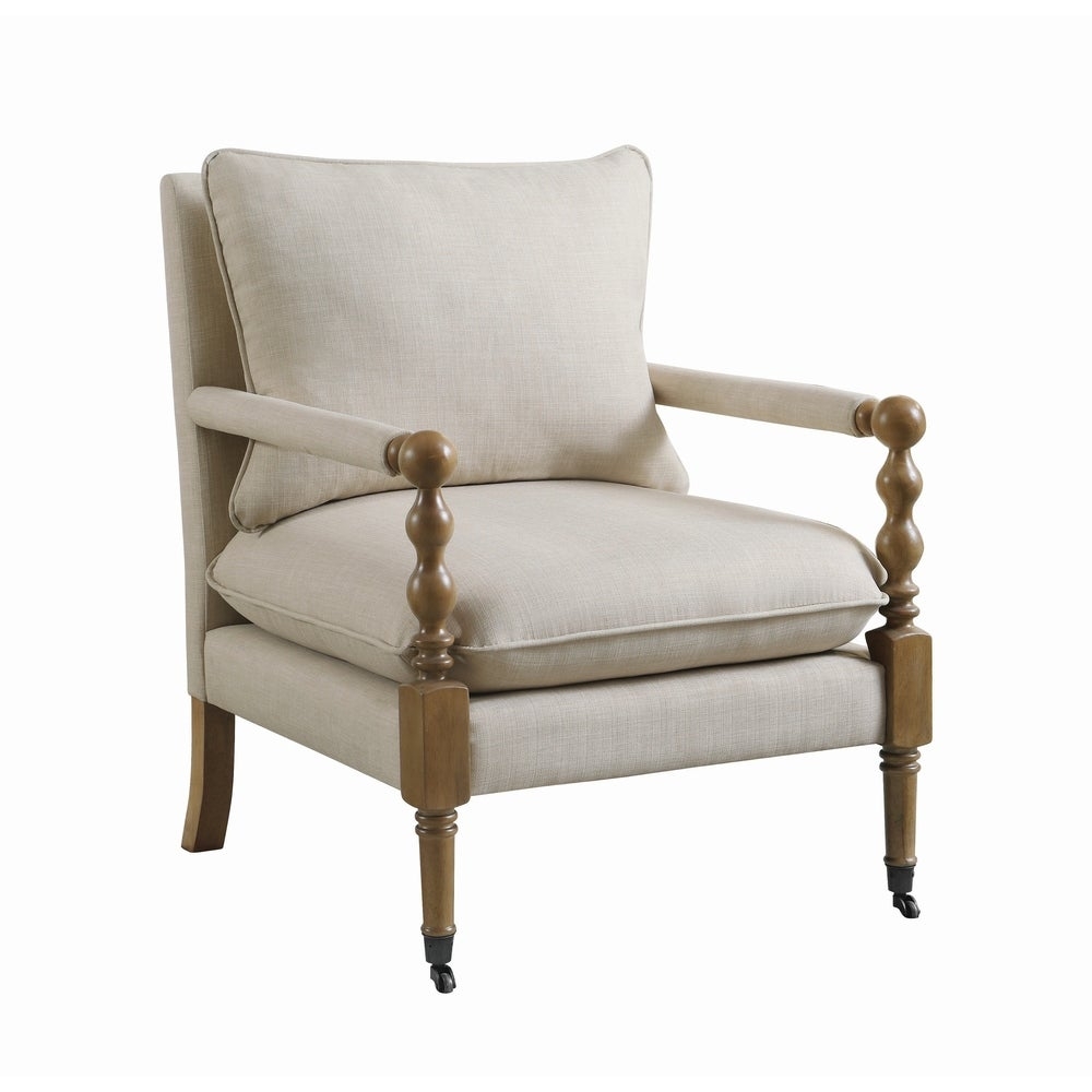 The Gray Barn Morning Glory Upholstered Accent Chair with Casters - Beige - Image 0