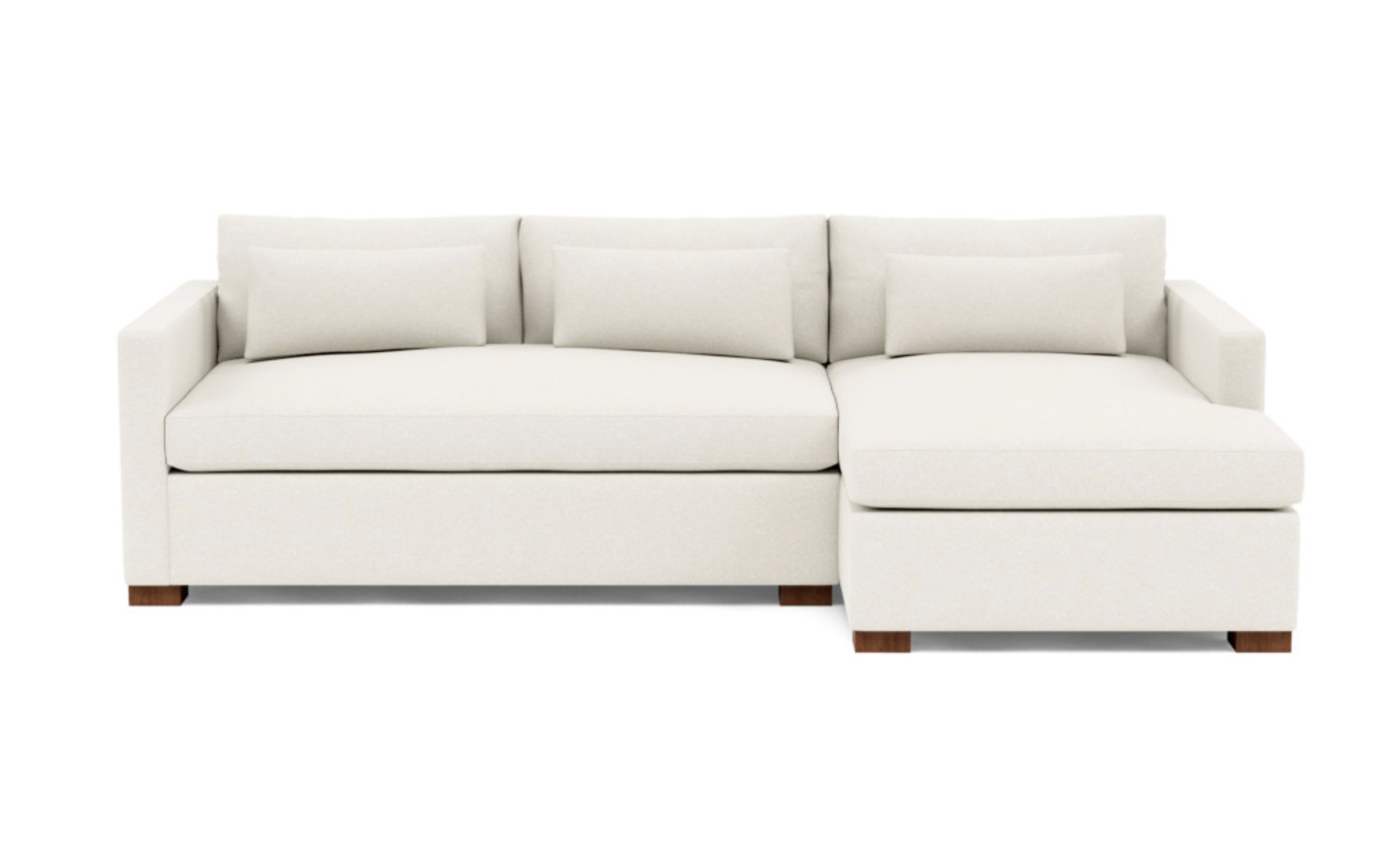 Charly Right Sectional with White Cirrus Fabric and Oiled Walnut legs - Image 0
