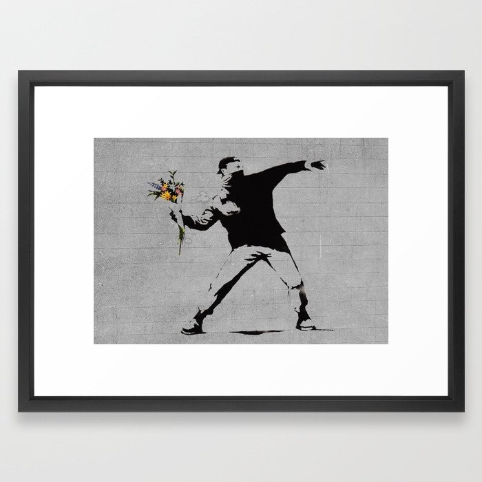 Bansky Flower Bomber Framed Art Print - Image 0