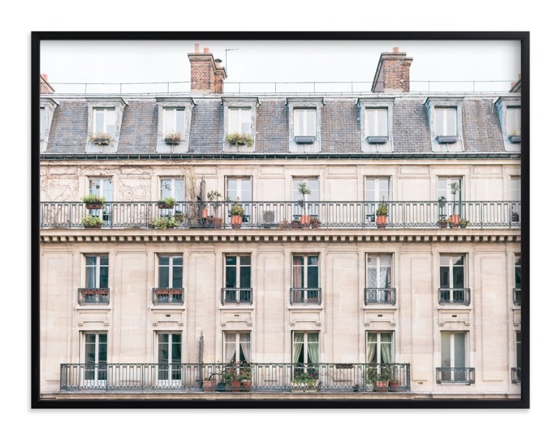days in paris in crema by jessica c. nugent - 40x30 with rich black wood frame - Image 0