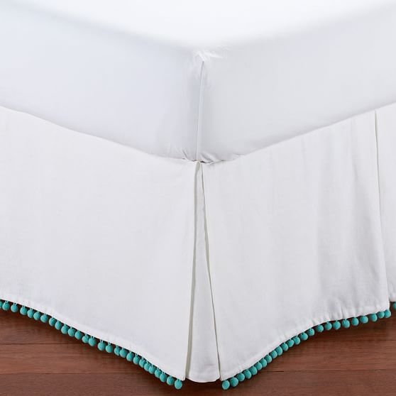 Pom Pom Bed Skirt, Pool, Full - Image 0