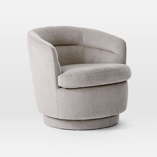 Viv Channeled Swivel Chair, Poly, Distressed Velvet, Dune, Concealed Support - Image 0