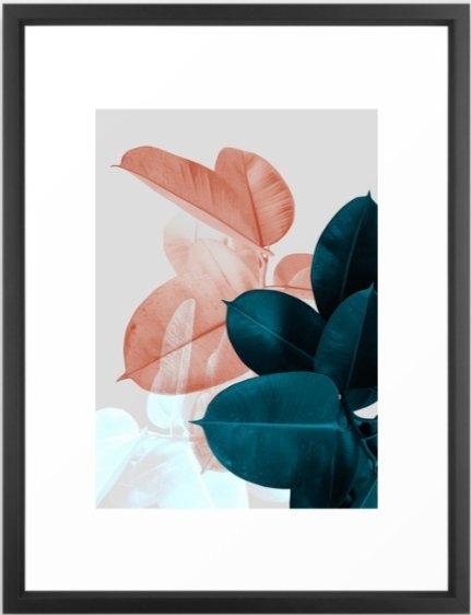 Blush & Blue Leaves Framed Art Print - Image 0