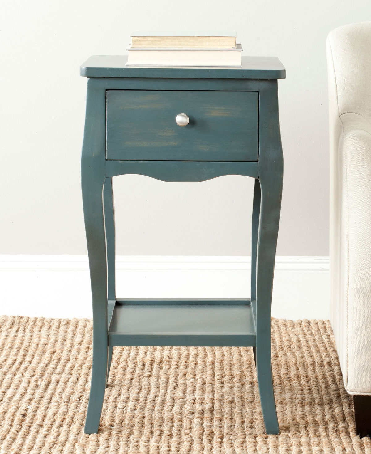 Thelma End Table With Storage Drawer - Steel Teal - Arlo Home - Image 1