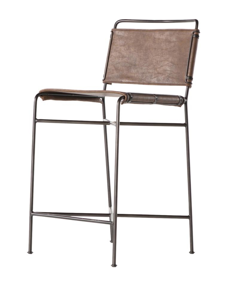 MOORE COUNTER STOOL, DISTRESSED BROWN - Image 1