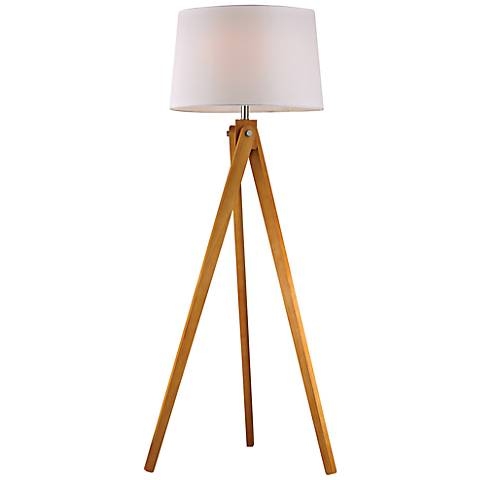 Dimond Natural Wood Tripod Floor Lamp white - Image 0