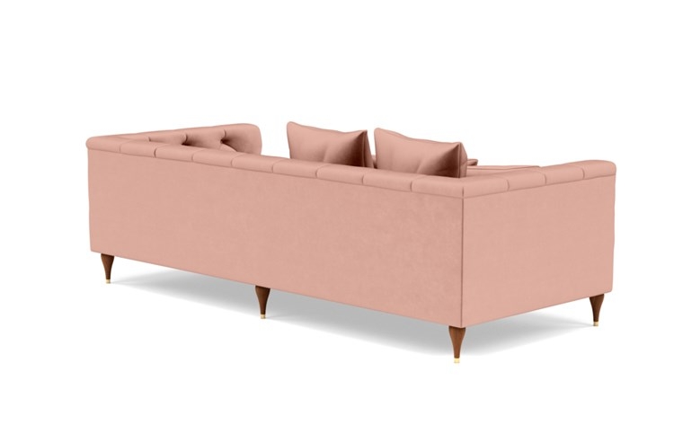 Ms. Chesterfield Sofa in Blush Fabric with Oiled Walnut with Brass Cap legs - Image 2