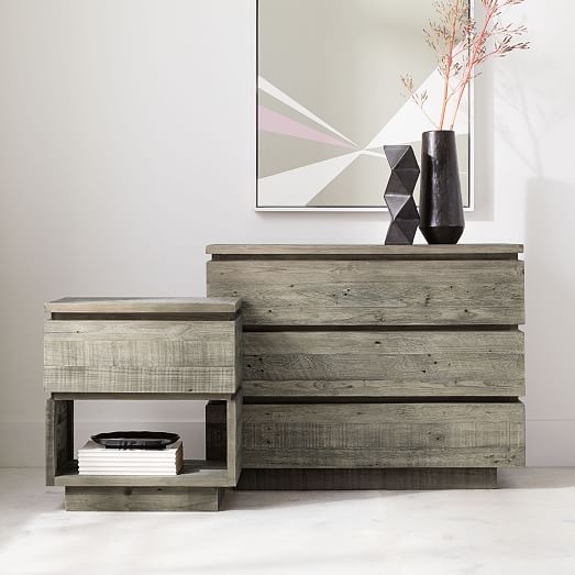 Emmerson(R) Modern Reclaimed Wood Nightstand, Stone Gray - Image 3