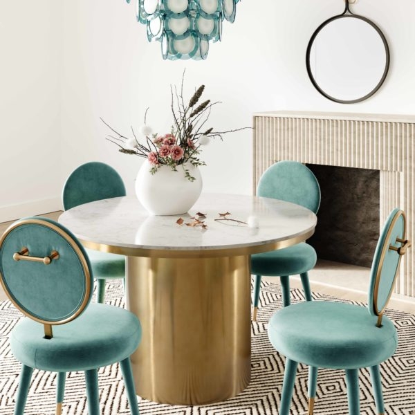 Kylie Sea Blue Velvet Dining Chair - Image 1