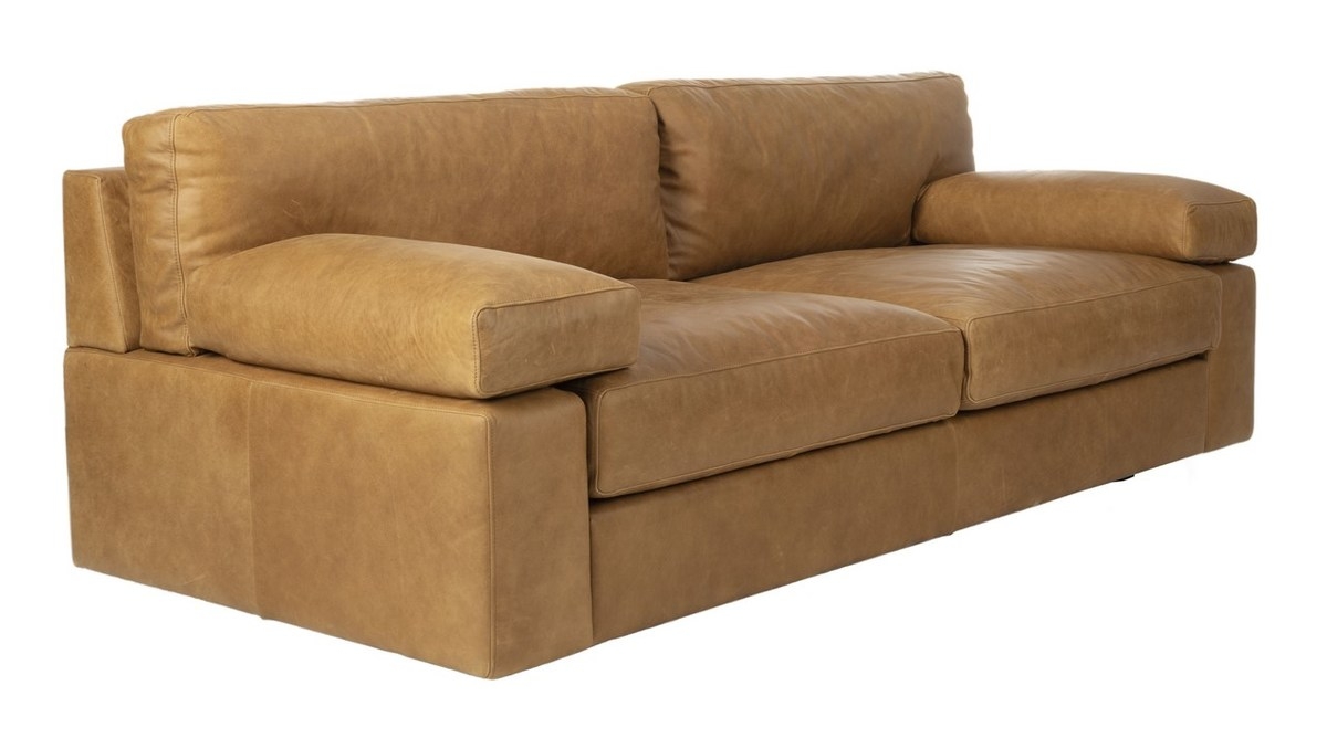 Sampson Italian Leather Sofa - Light Brown - Arlo Home - Image 0