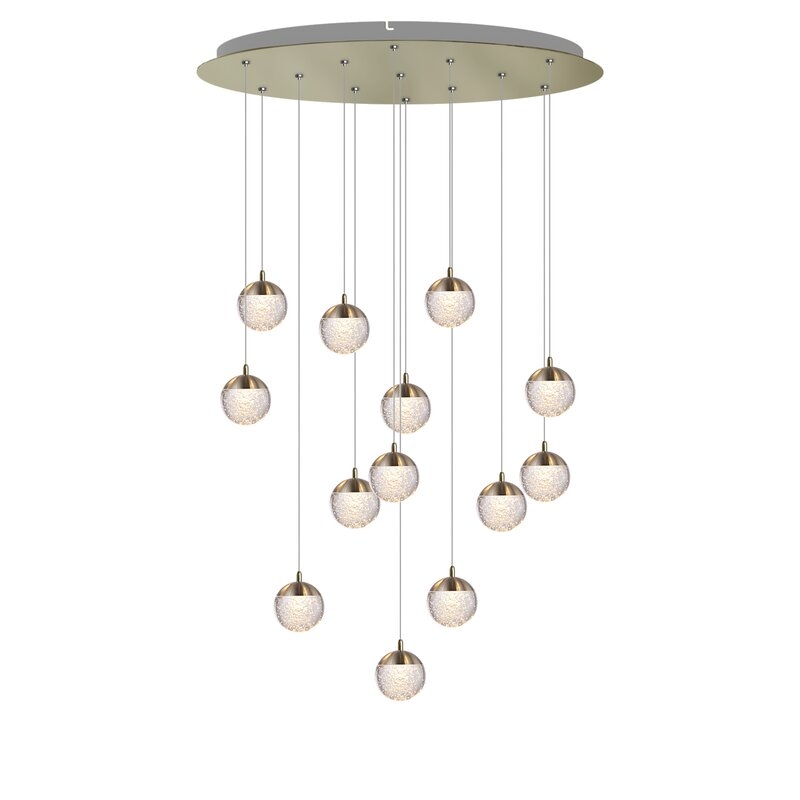 Heatherly 13-Light LED Cluster Globe Pendant,  Brushed Brass - Image 0