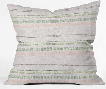 FRENCH LINEN STRIPE BLUSH Indoor Throw Pillow Cover By Holli Zollinger - Image 0
